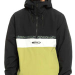 Quiksilver Steeze Shell Jacket - A black jacket with a white and green patterned stripe across the chest.