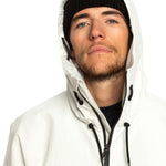 Quiksilver Steeze Shell Jacket 2024 - A white jacket with a black zipper and black drawstrings on the hood.