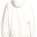 Quiksilver Steeze Shell Jacket 2024 - A white jacket with a hood, featuring a zipper down the front and elastic cuffs.