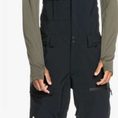 Quiksilver Utility Shell Bib 2023 - Black bib overalls with adjustable straps and multiple pockets.