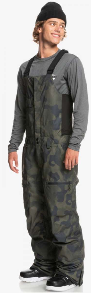 Quiksilver Utility Shell Bib - Black bib with black suspenders, zippered pockets and a utility belt.