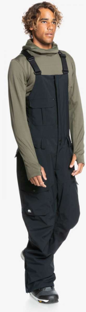 Quiksilver Utility Shell Bib 2023 - Black bib overalls with utility pockets and adjustable straps.