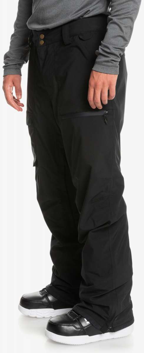 Quiksilver Utility Shell Pant 2023 - Black snow pants with zippered pockets and adjustable cuffs.
