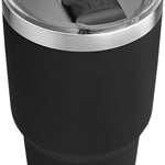 Yeti Rambler 30 oz. Tumbler with Magslider Lid - A stainless steel tumbler with a clear lid and a silver MagSlider lid holder on top.