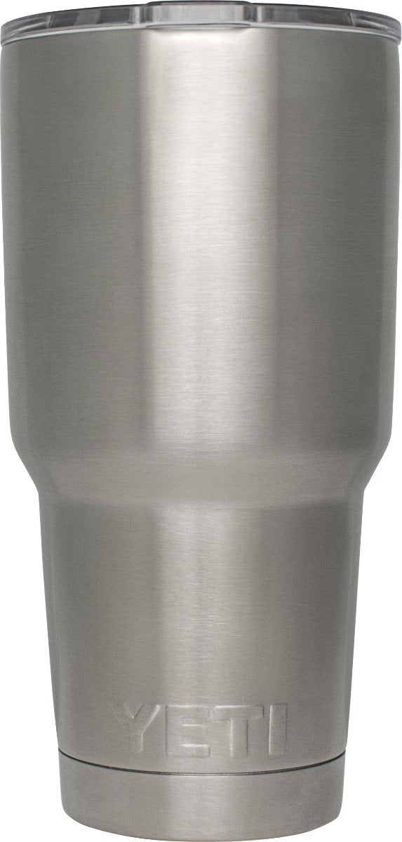 Yeti Rambler 30 oz. Tumbler with Magslider Lid - A stainless steel tumbler with a clear lid and a silver MagSlider lid on top.