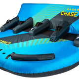 Radar Chase Lounge 4 Person Inflatable Tube 2022 - Blue tube with yellow and white lettering, featuring a lounge-style seating area for four people.