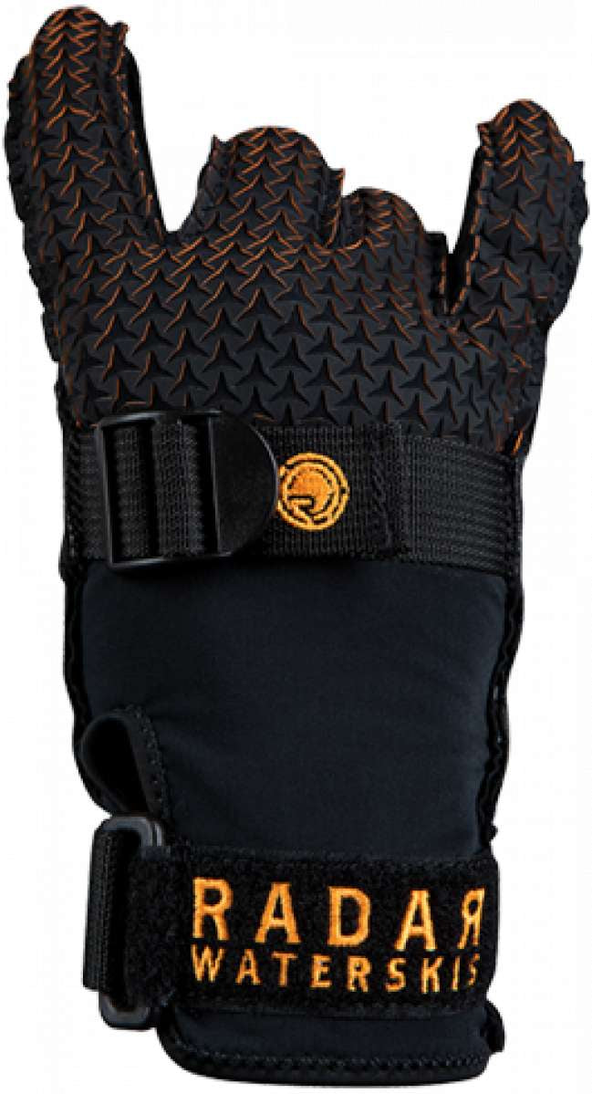 Radar Hydro A Inside Out Glove 2023 - Black glove with orange stitching and a textured palm.