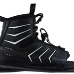 Radar Kids T.R.A. Front Waterski Boot 2022 - Black waterski boot with white accents and a textured strap on top.