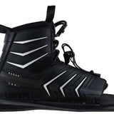 Radar Kids T.R.A. Front Waterski Boot 2022 - Black waterski boot with white accents and a textured strap on top.