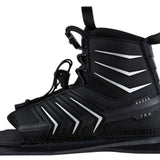 Radar Kids T.R.A. Front Waterski Boot 2022 - Black waterski boot with white accents and a textured strap on top.