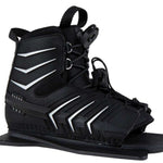 Radar Kids T.R.A. Front Waterski Boot 2022 - Black boot with white accents and a strap on top.