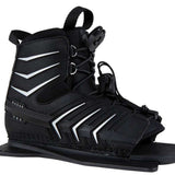 Radar Kids T.R.A. Front Waterski Boot 2022 - Black boot with white accents and a strap on top.