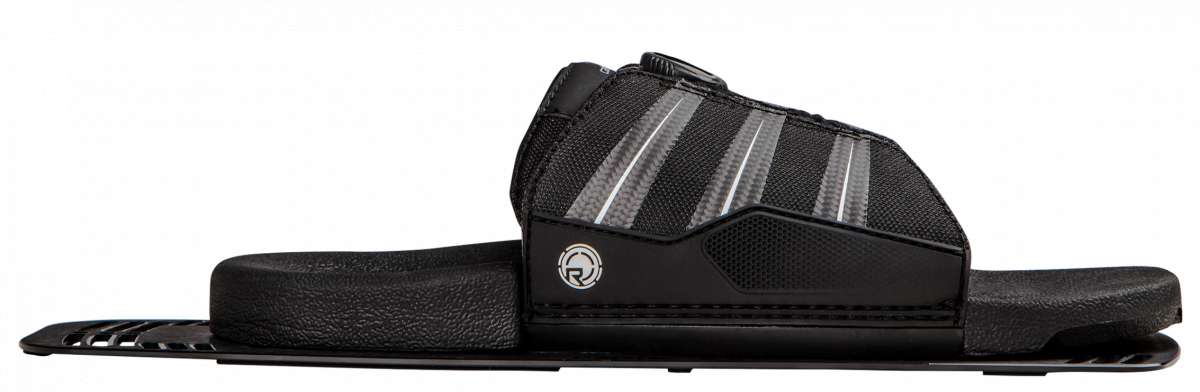 Radar Vector BOA ARTP 2023 - Black water ski binding with silver accents and white straps.