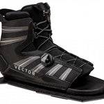 Radar Vector BOA Rear Waterski Boot 2023 - Black waterski boot with silver accents and a BOA closure system on the front.