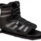 Radar Vector BOA Rear Waterski Boot 2023 - Black waterski boot with silver accents and a BOA closure system on the front.