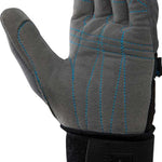 Radar Voyage Waterski Glove 2022 - A gray glove with a blue logo on the wrist and black accents around the fingers.
