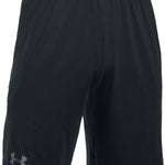 Under Armour Men's Raid 10" Short - A pair of black athletic shorts with an elastic waistband and a small logo on the left leg.