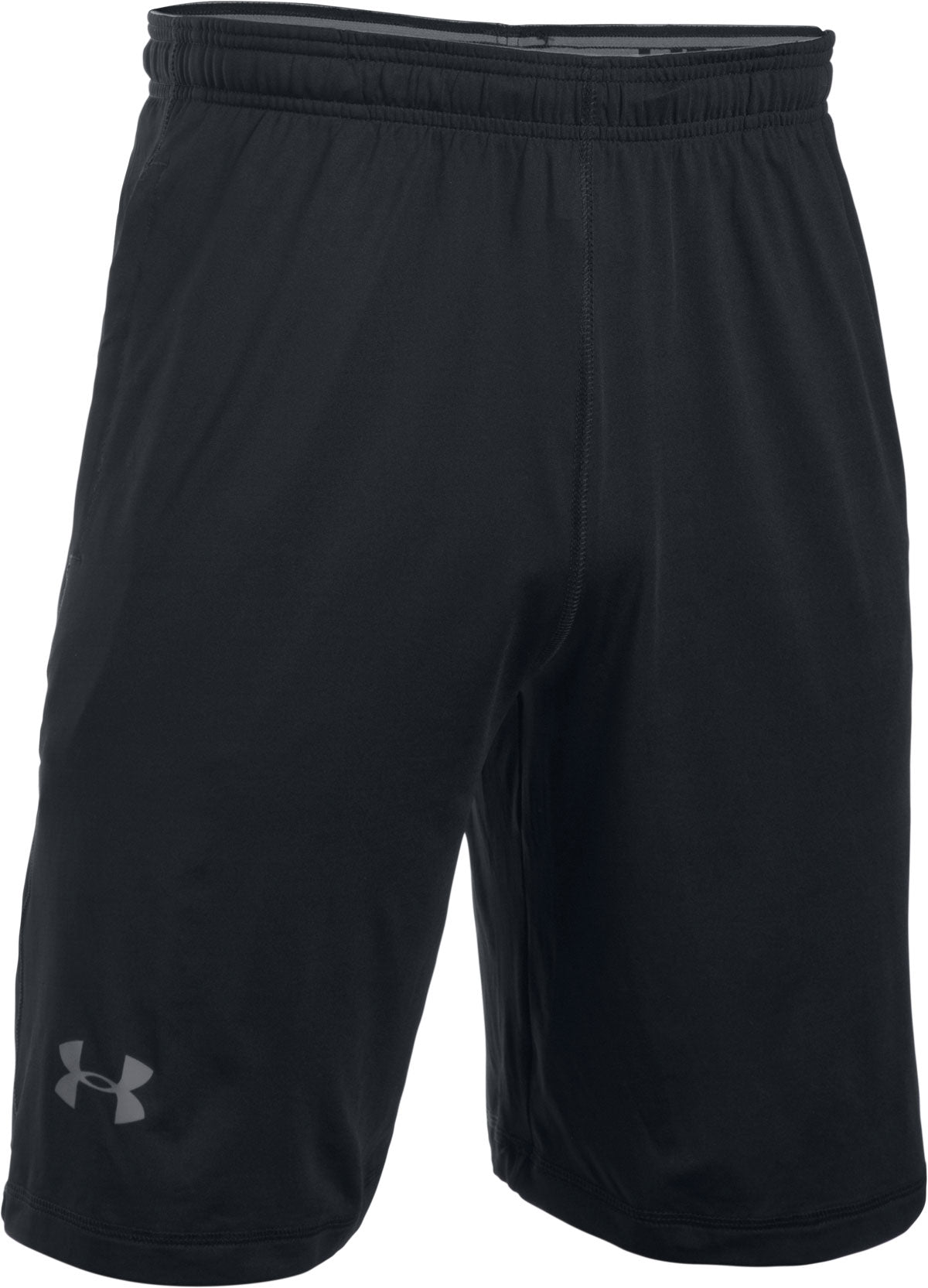 Under Armour Men's Raid 10" Short - A pair of black athletic shorts with an elastic waistband and a small logo on the left leg.