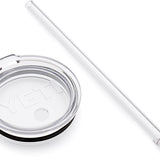 Yeti Rambler Tumbler Straw Lid - Clear plastic lid with a built-in straw and a small circular opening at the top.