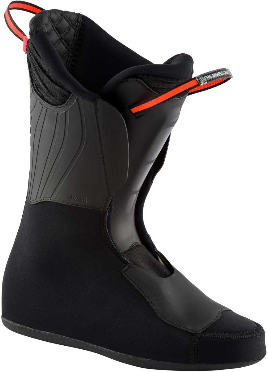 Rossignol Men's Allspeed Pro 120 Ski Boot 2020-2021 - Black ski boot with a textured pattern on the side and a red logo on the top.