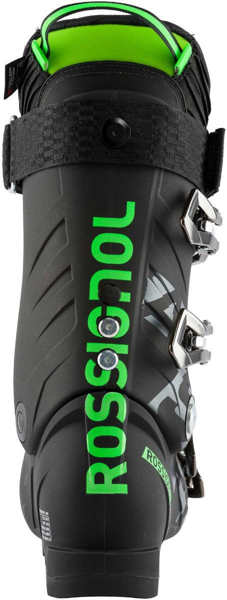 Rossignol Men's Allspeed Pro 100 Ski Boot 2020-2021 - Black ski boot with silver buckles and straps.