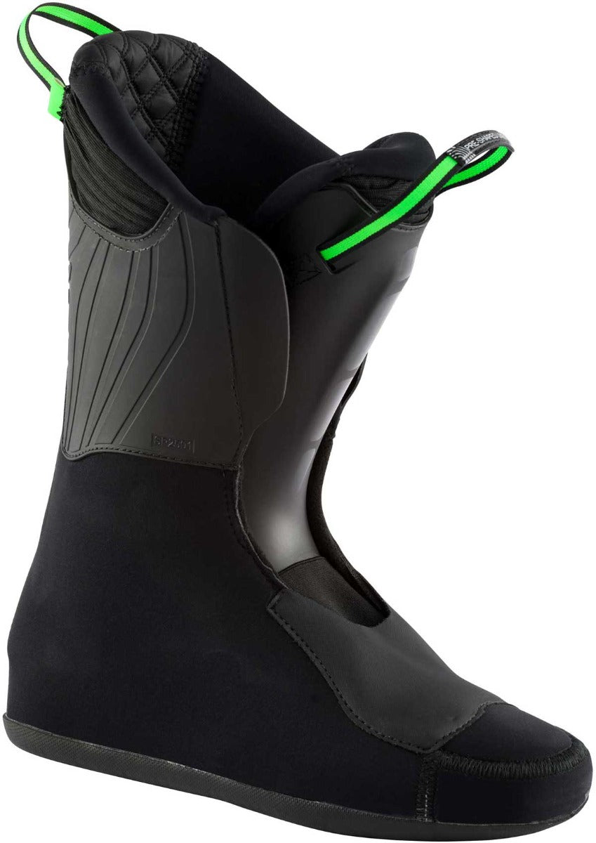 Rossignol Men's Allspeed Pro 100 Ski Boot 2020-2021 - Black ski boot with a silver logo on the side and a black strap with a silver buckle.