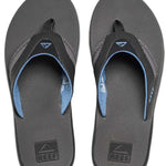 Reef Men's Fanning Sandal - A pair of brown sandals with a strap and toe post, featuring a logo on the top strap.