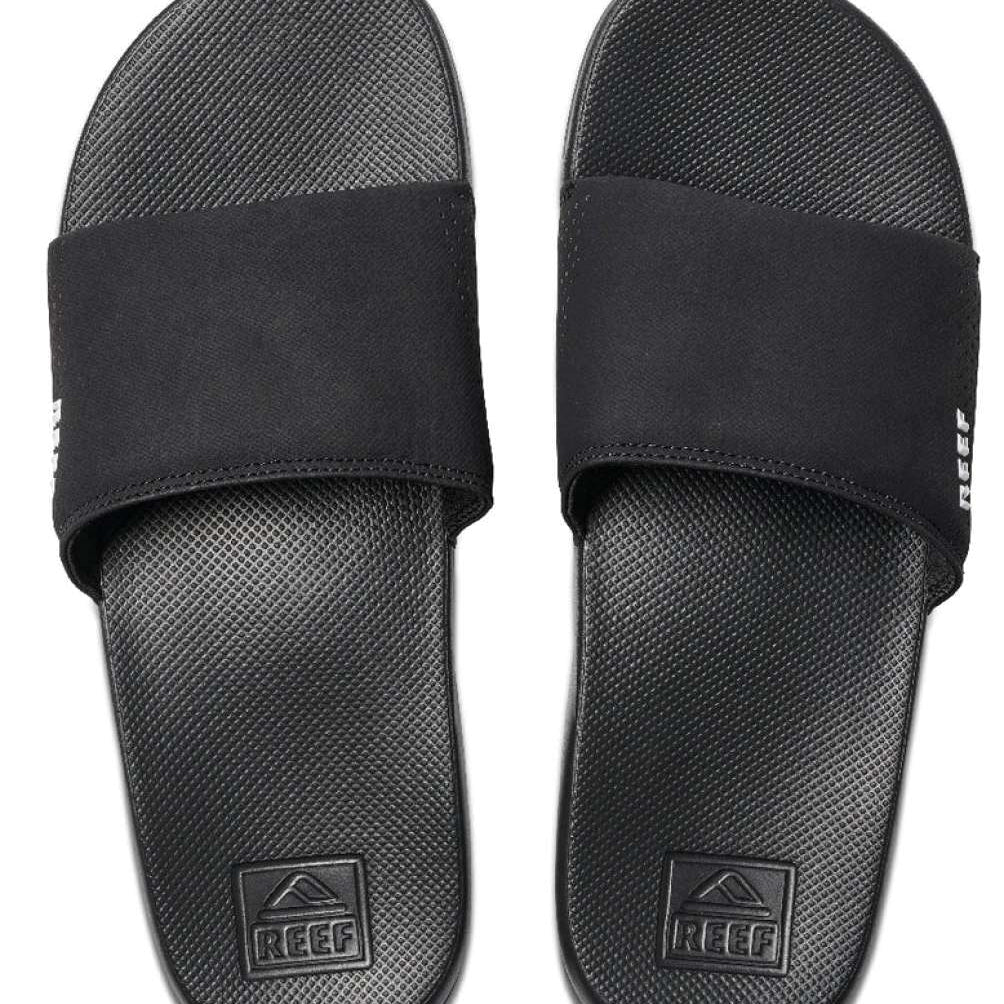 Reef One Slide 2022 - Black slide-on sandal with a thick strap across the top and a textured footbed.