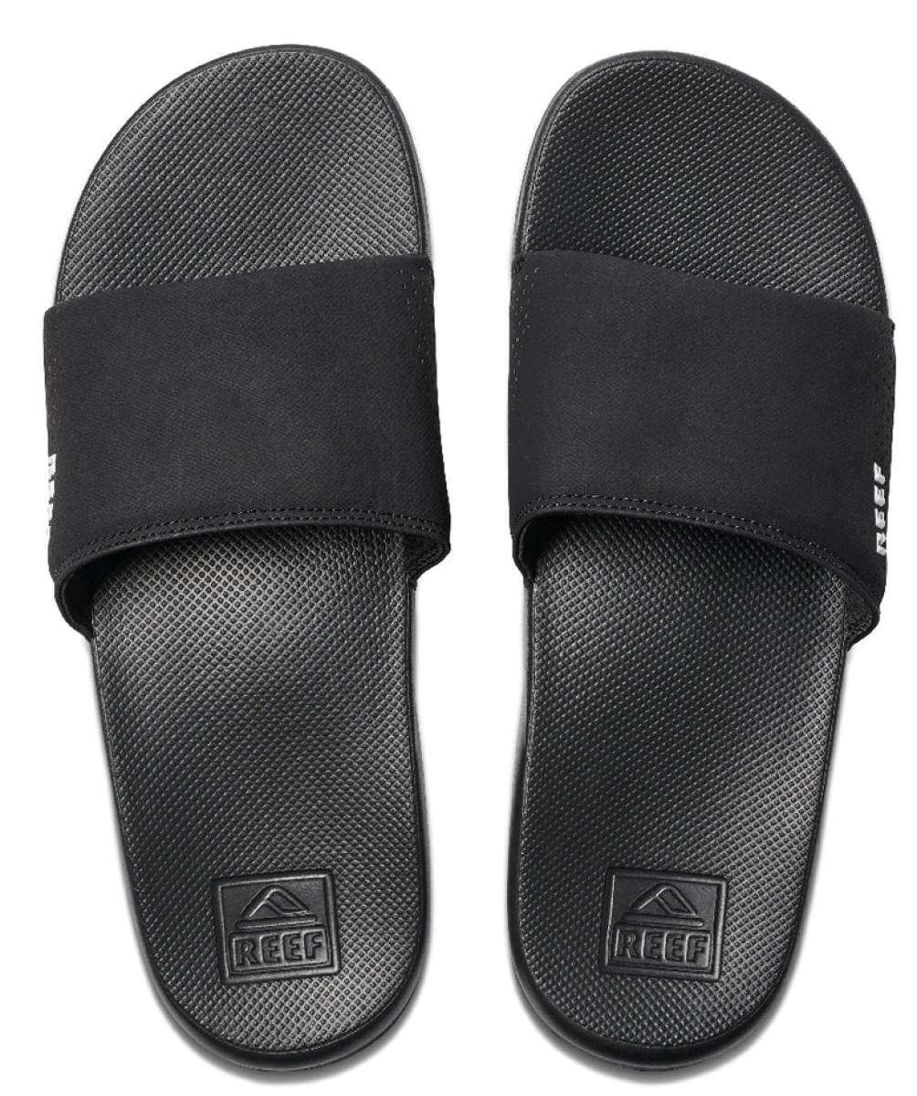 Reef One Slide 2022 - Black slide-on sandal with a thick strap across the top and a textured footbed.