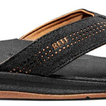 Reef Ortho-Seas Sandal - Black sandals with tan soles and straps.