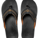 Reef Ortho-Seas Sandal - A pair of black sandals with a strap across the top and a small logo on it.