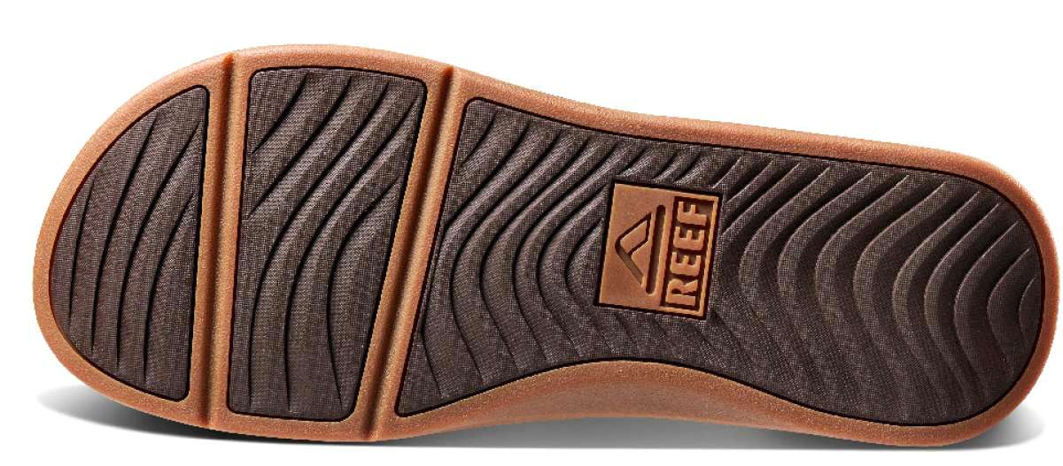 Reef Ortho-Seas Sandal - Brown sandals with a woven strap and brown rubber toe bumper.