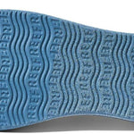 Reef Women's X Life Is Good Sandal - Blue sandals with white straps and a logo on the side.