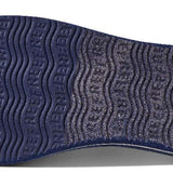 Reef Women's X Life Is Good Sandal - A pair of navy-blue sandals with white straps and a logo on the strap.