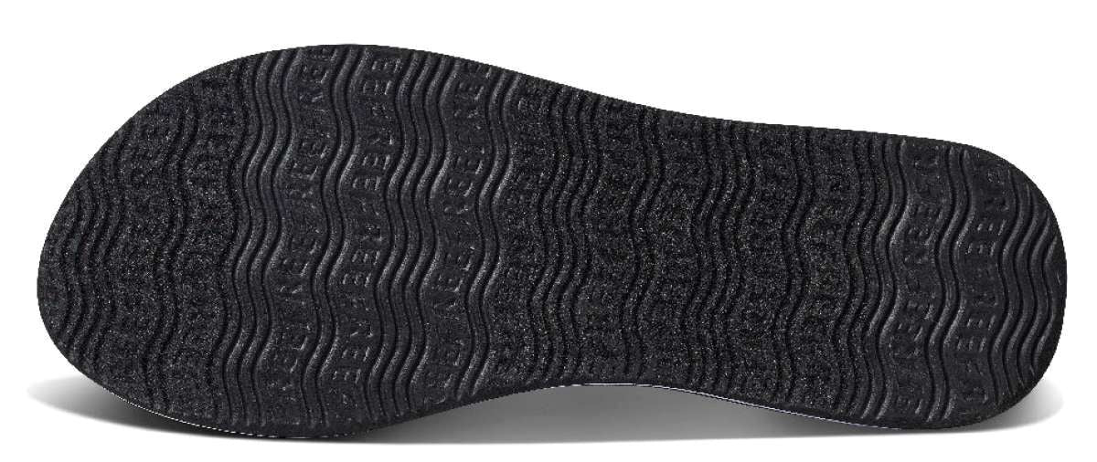 Reef Women's X Life Is Good Sandal - Black sandal with a textured sole and white logo on the strap.