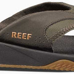 Reef Men's Fanning Sandal 2020 - A pair of brown sandals with a strap and toe post, featuring a logo on the side.