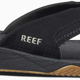Reef Men's Fanning Sandal 2020 - A black sandal with a white logo on the strap.