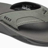 Reef Men's Fanning Sandal 2020 - A pair of gray sandals with a strap and toe post, featuring a textured rubber sole.