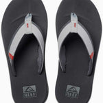 Reef Men's Fanning Low Sandal 2020 - A pair of gray sandals with a strap and toe post, featuring a small logo on the strap.