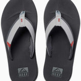 Reef Men's Fanning Low Sandal 2020 - A pair of gray sandals with a strap and toe post, featuring a small logo on the strap.