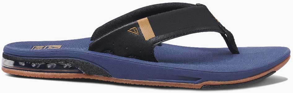 Reef Men's Fanning Low Sandal 2020 - A blue sandal with a brown sole and strap.