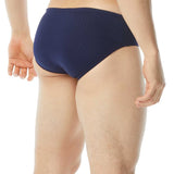 TYR Men's Hexa Racer Swimsuit - A navy blue swimsuit with a geometric pattern on the torso and textured fabric.