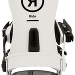 Ride A-10 Snowboard Bindings 2024 - Black bindings with silver screws and buckles on a white background.