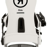 Ride A-10 Snowboard Bindings 2024 - Black bindings with silver screws and buckles on a white background.