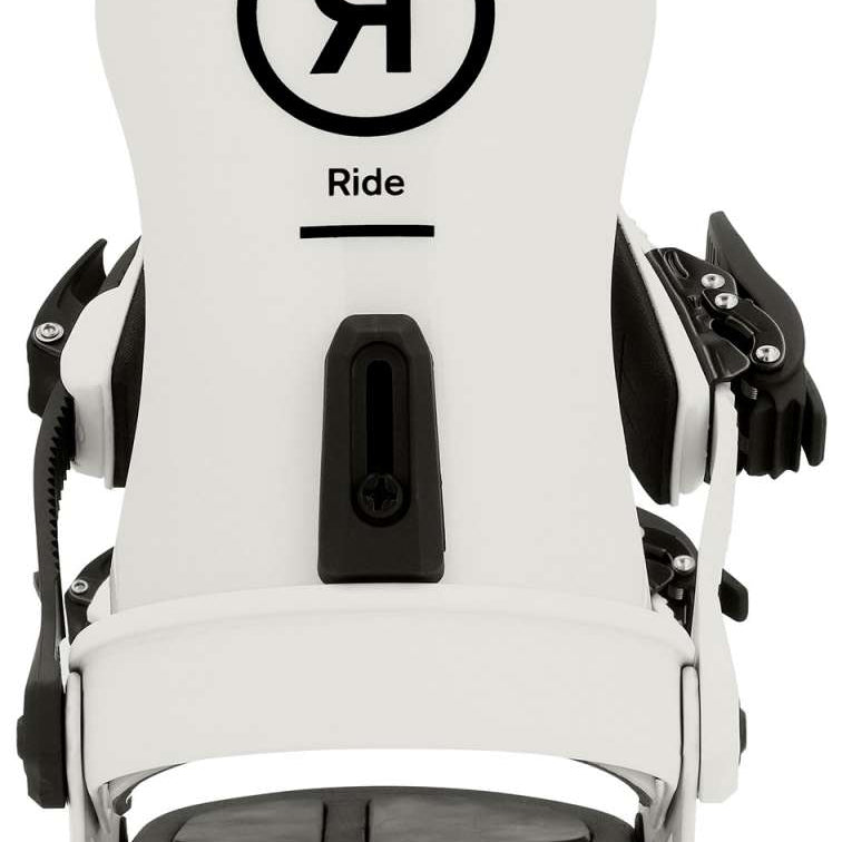 Ride A-10 Snowboard Bindings 2024 - Black bindings with silver screws and buckles on a white background.