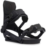 Ride A-9 Snowboard Bindings 2024 - Black snowboard bindings with a rectangular logo on top of the left binding strap.