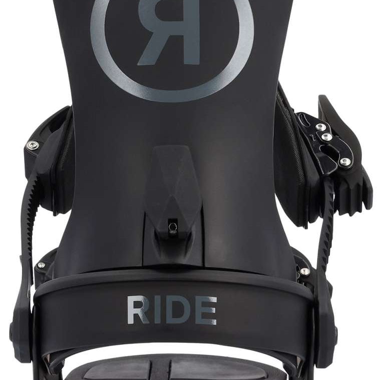 Ride A-9 Snowboard Bindings 2024 - Black bindings with silver logo on top of boot area.