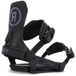 Ride A-9 Snowboard Bindings 2024 - Black bindings with silver logo on top of left boot strap.