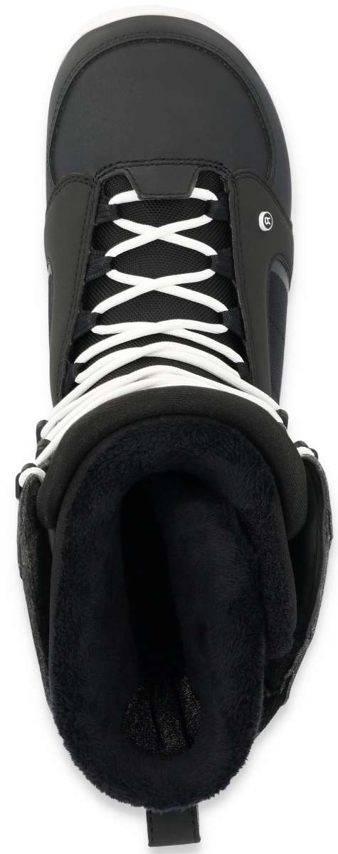 Ride Anchor Snowboard Boot 2023 - Black snowboard boots with white laces and a black logo on the side.