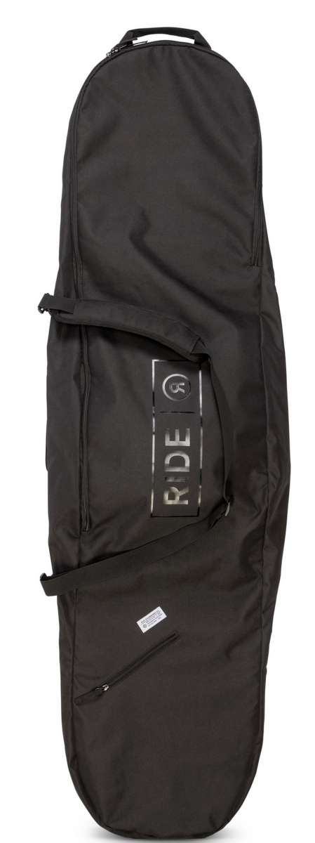 Ride Blackened Board Bag - A black bag with a handle on top, featuring a zippered opening and a strap for carrying.